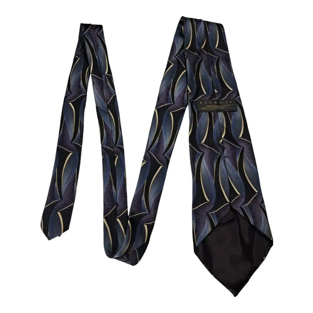 Vintage Essante Men's Tie Geometric Imported Silk 3.5 x 60 Classic Workwear USA‎